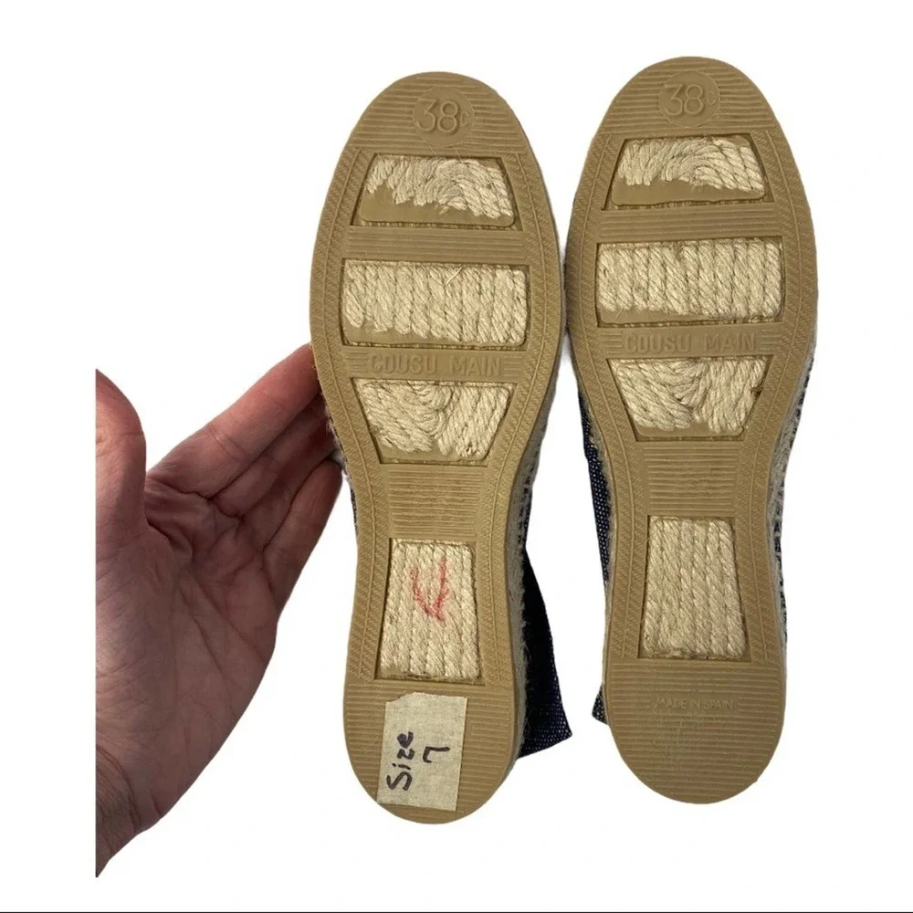 Cousu Main Slip on Espadrille Denim Shoes
